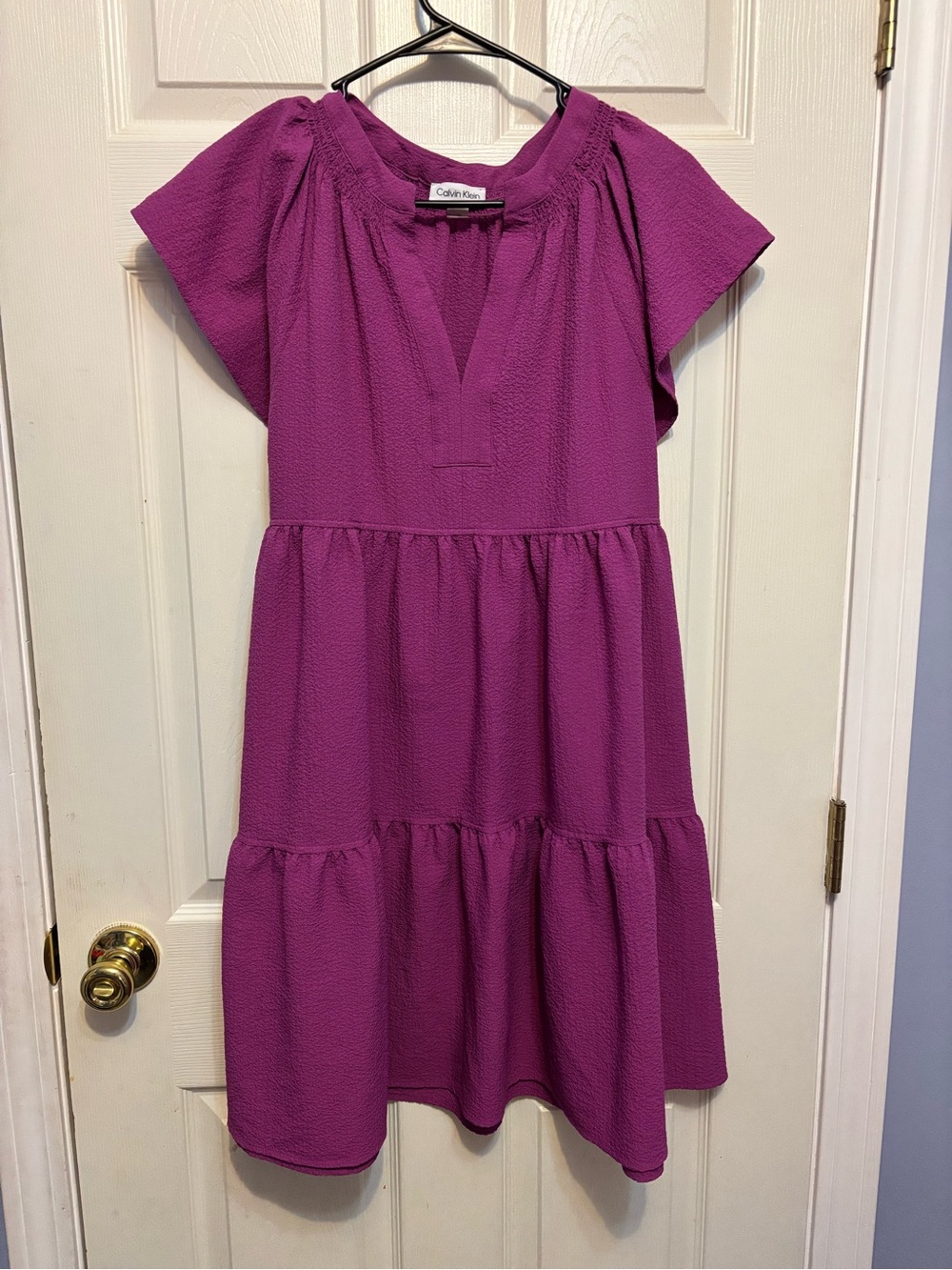 Calvin Klein Purple Tiered V-Neck Dress - 10